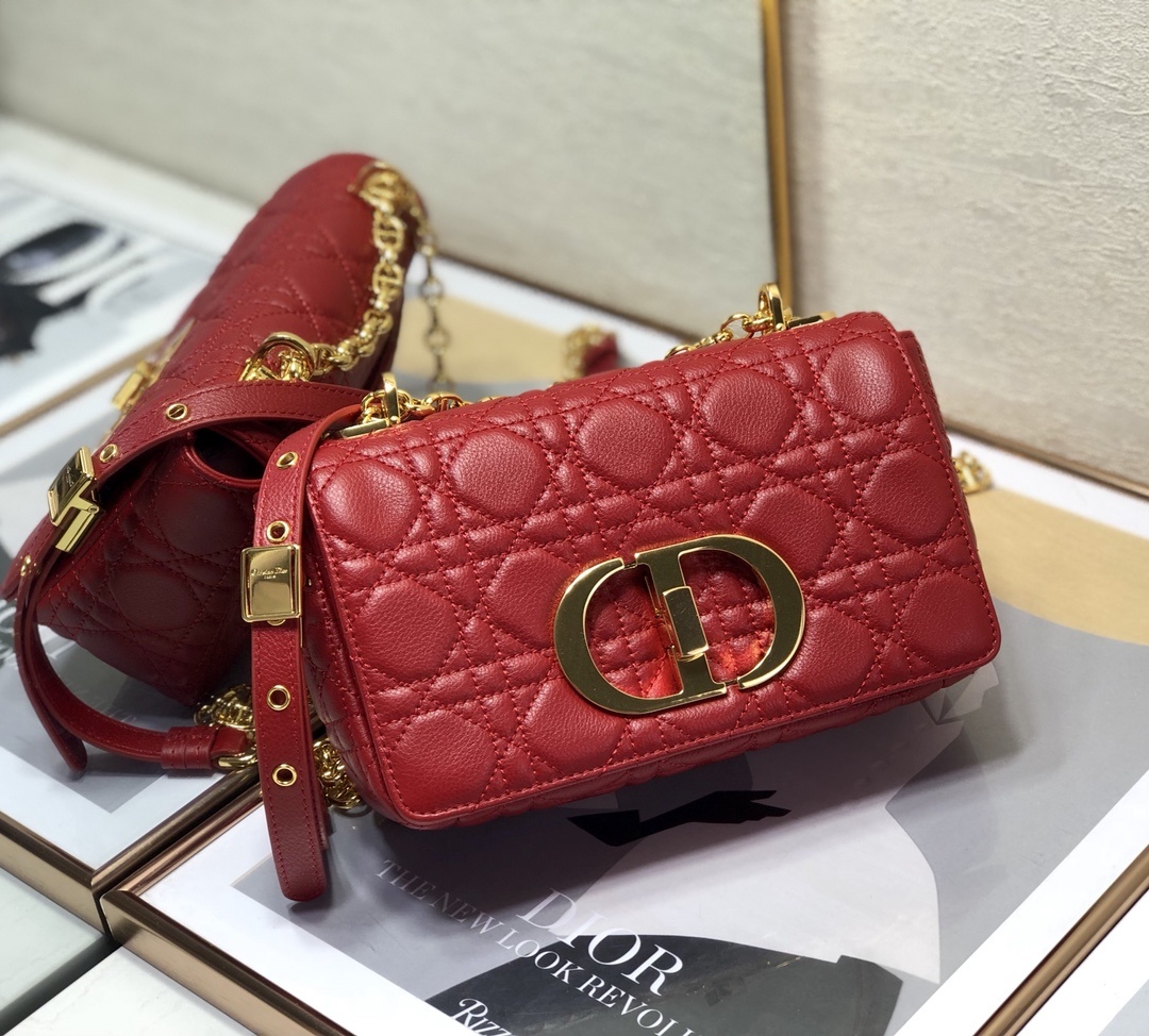 Christian Dior Small Dior Caro Bag Red For Women. Women's Handbags. Shoulder Bags. Crossbody Bags 20cm/8in CD - Soul Replicas