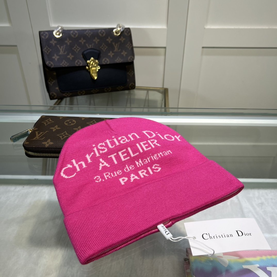 Dior Pompom Beanie In Pink - Soul Replicas