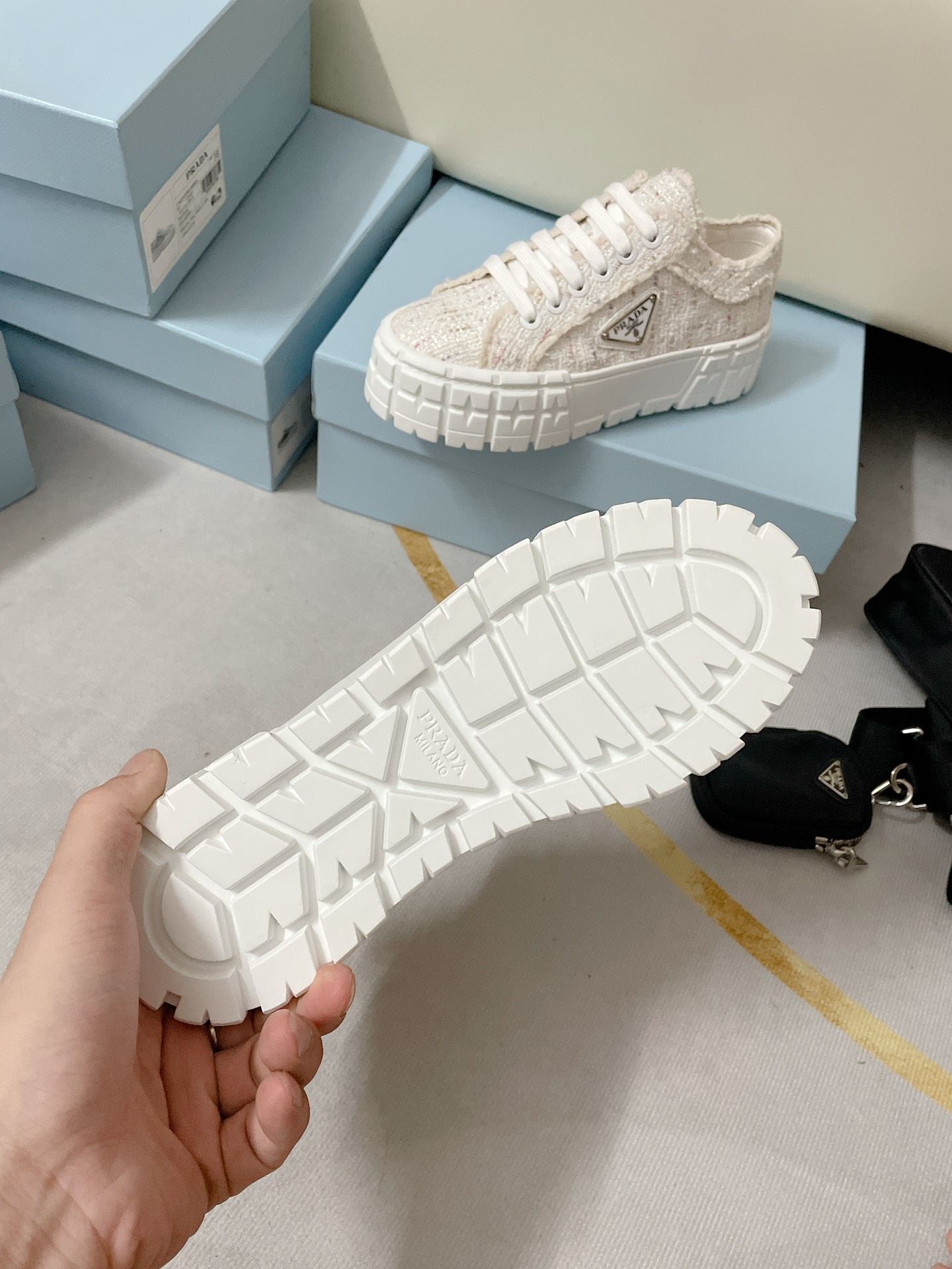 Prada Double Wheel Gabardine Sneakers White For Women 2in/50mm Prada  - Soul Replicas