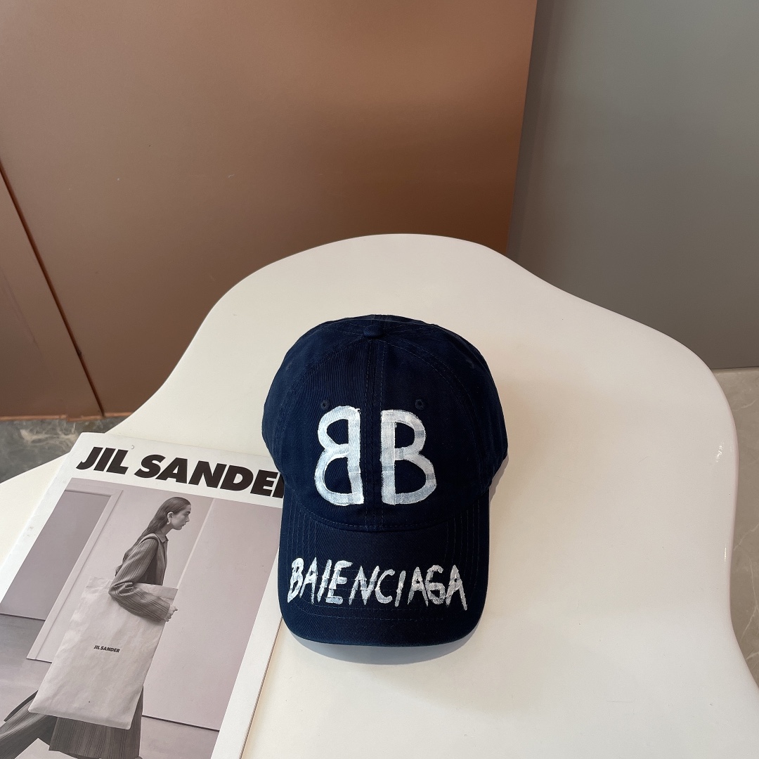 Balenciaga BB Sprayed Dark Blue Cap - Soul Replicas