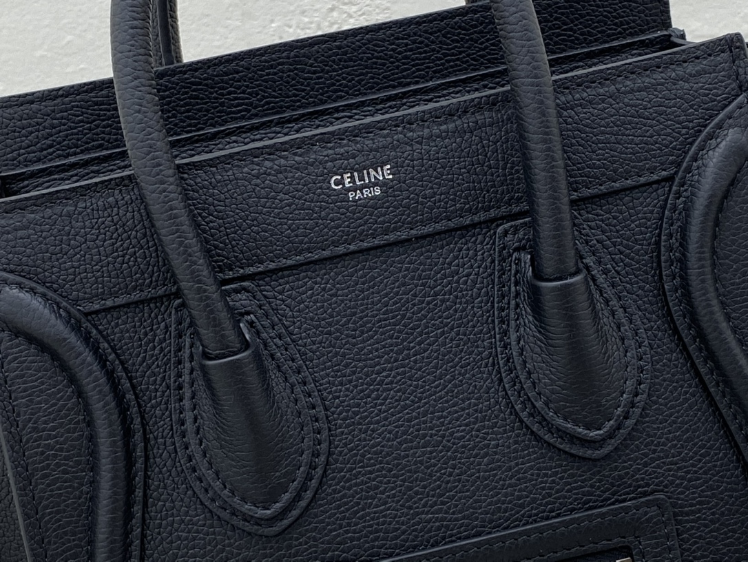 Celine Nano LuGucciage Bag In Drummed Black For Women 8in/20cm 189243HSC.38NO - Soul Replicas