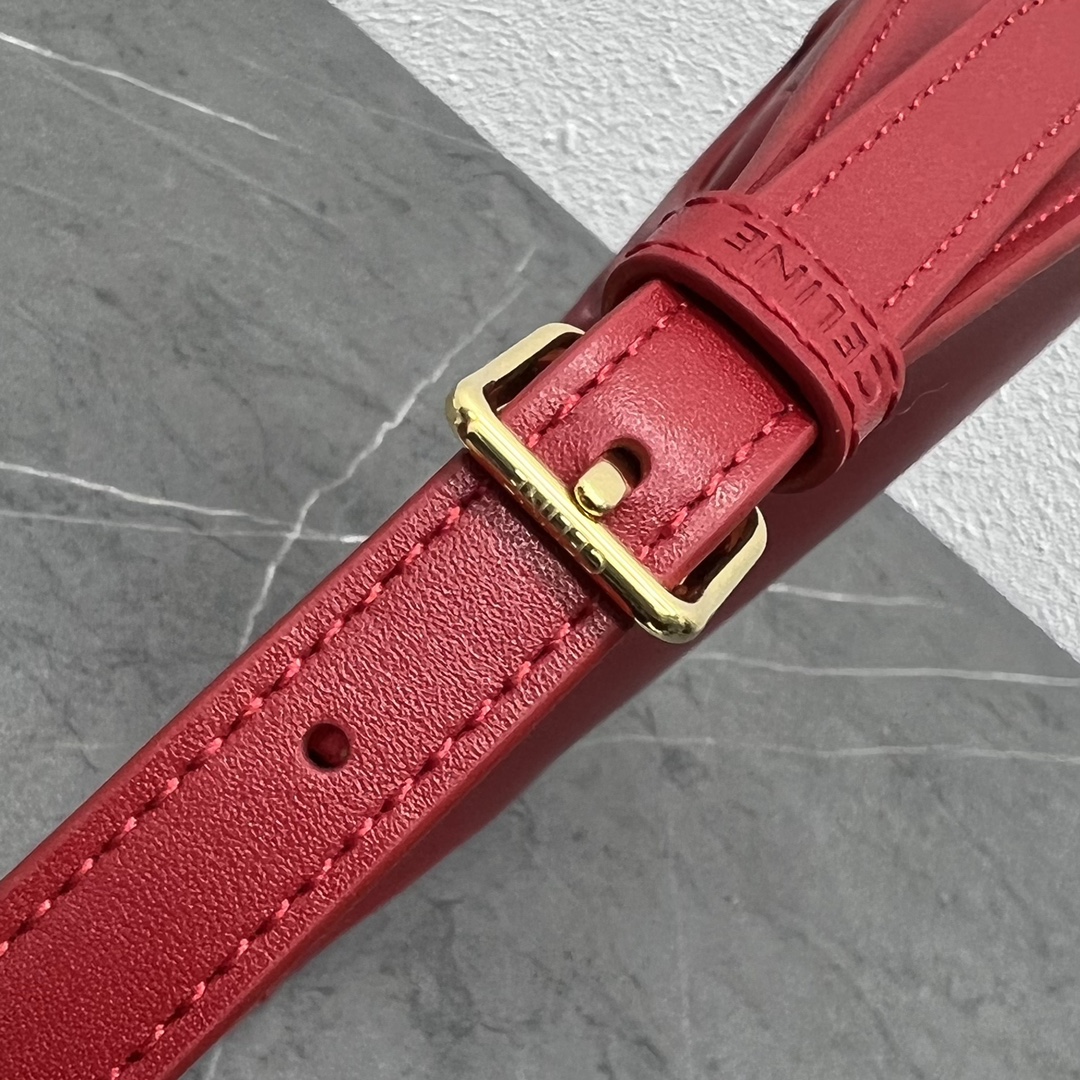 Celine Cuir Triomphe Shoulder Bag Red For Women 9.4in/24cm - Soul Replicas