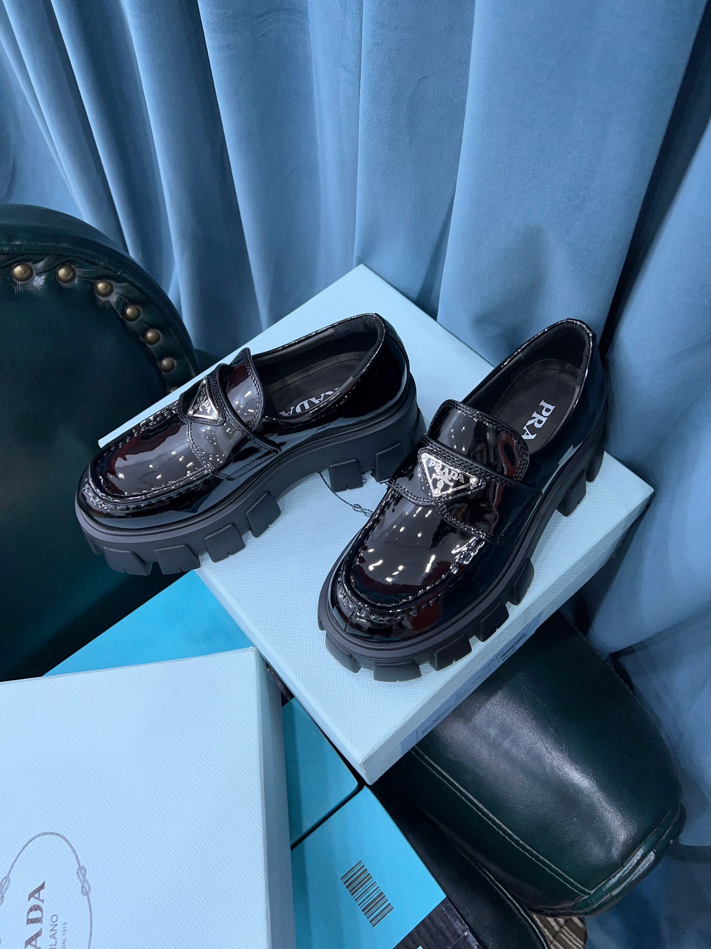 Prada Monolith Brushed Loafers Black For Women 2.4in/60mm Prada 2DE129_B4L_F0002  - Soul Replicas