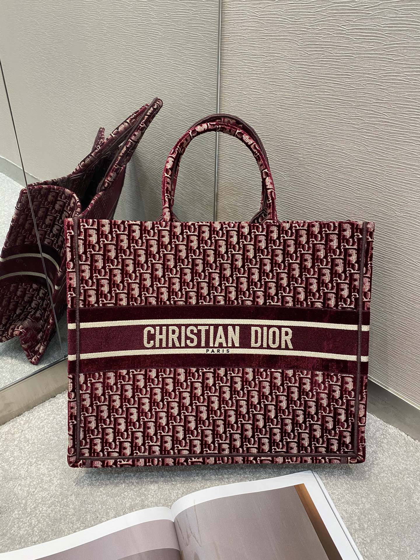 Christian Dior Large Dior Book Tote Red For Women 16.5in/42cm CD M1286ZRIW - Soul Replicas