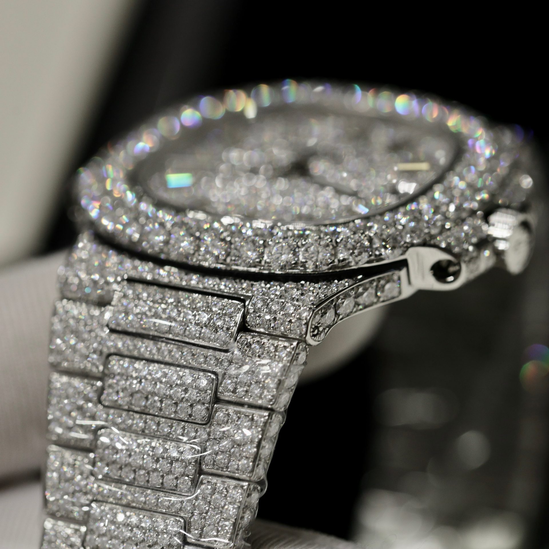 Patek Philippe Best Replica Watch Nautilus 5719 Custom Full Moissanite Diamonds 40mm - Soul Replicas