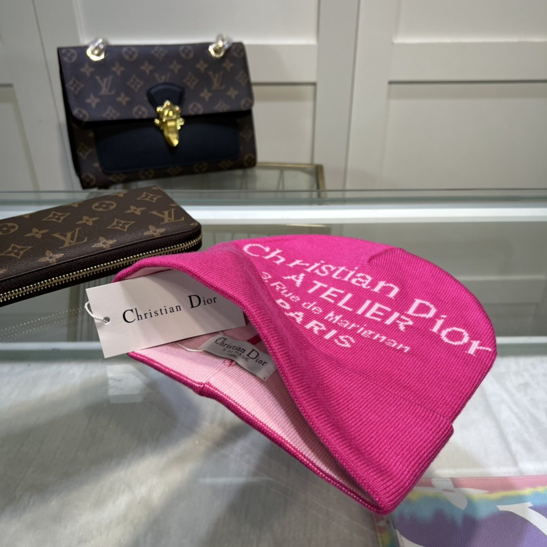 Dior Pompom Beanie In Pink - Soul Replicas
