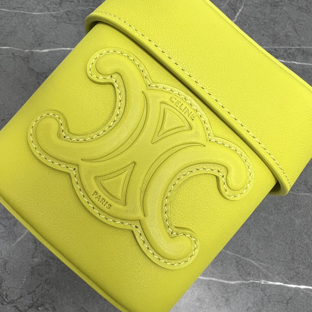 Celine Small Box Cuir Triomphe Yellow For Women 4in/11cm  - Soul Replicas