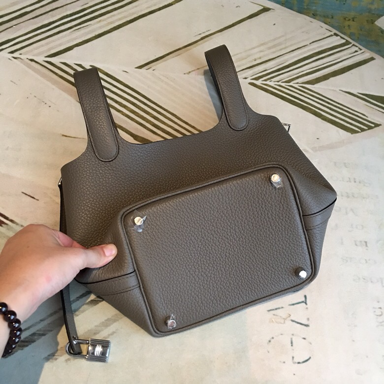 Hermes Picotin Lock 18 Grey Clemence Palladium Hardware For Women 7.5in/19cm - Soul Replicas