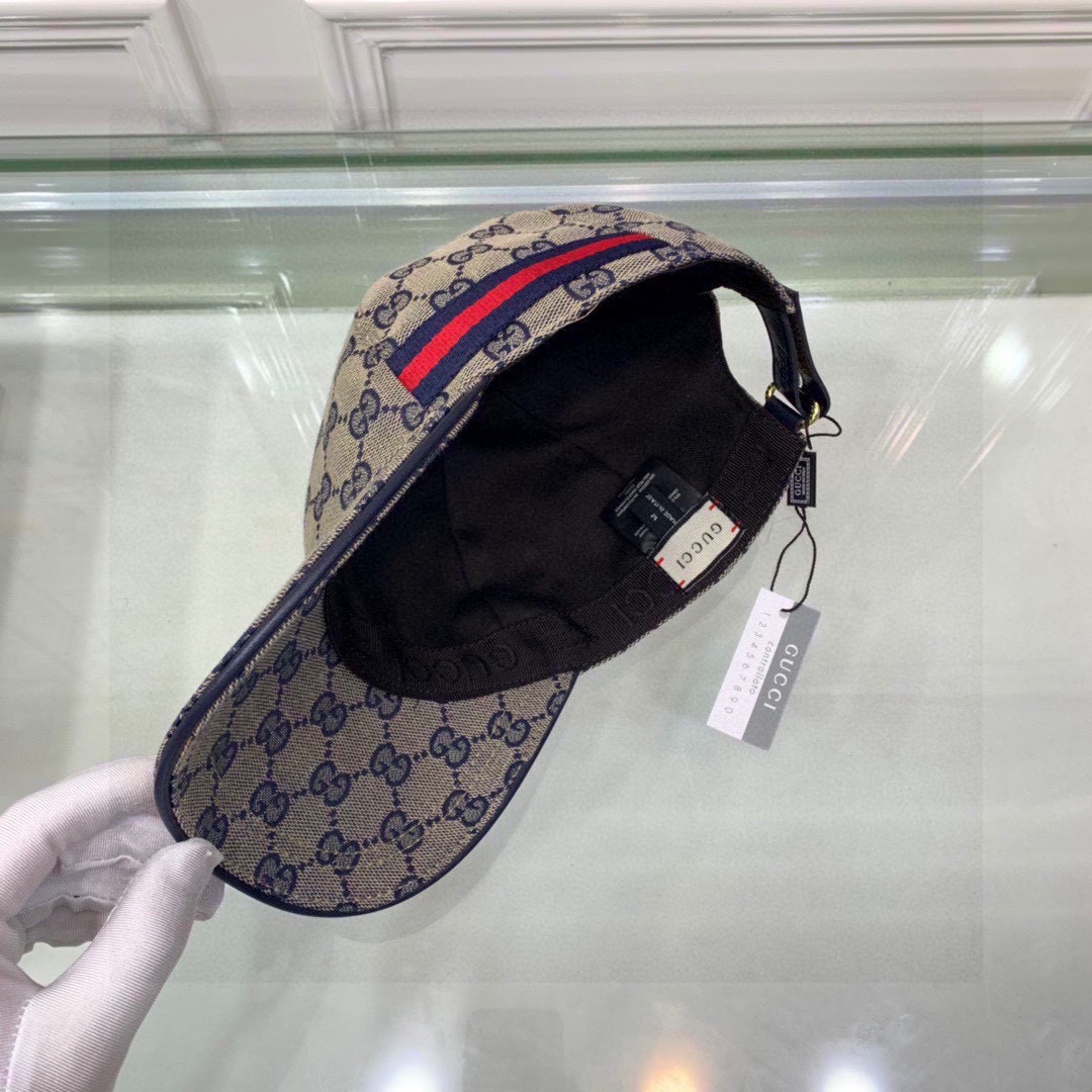 Original Gucci Canvas Baseball Hat With Web Beige/Blue Gucci Hat - Soul Replicas