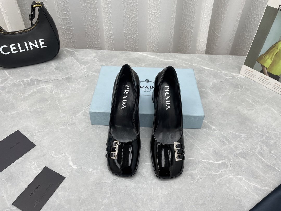 Prada Brushed Pumps Black For Women 2.5in/65mm Prada - Soul Replicas