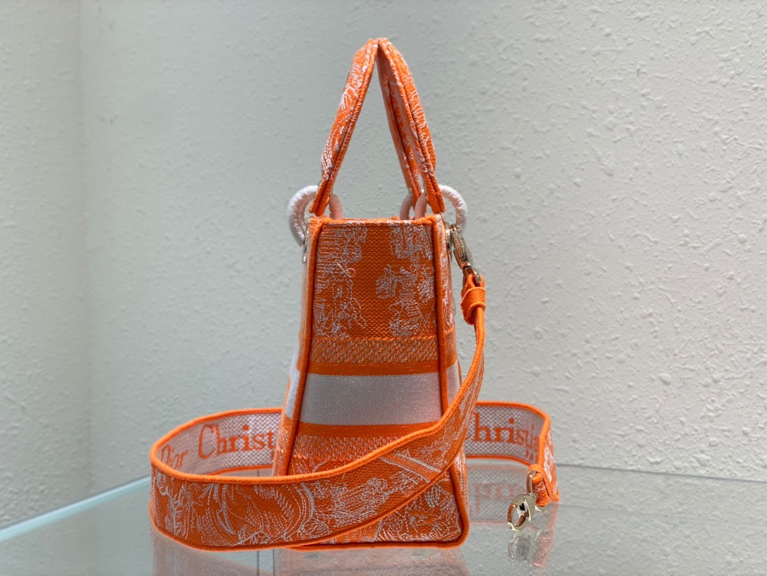 Christian Dior Medium Lady D-Lite Bag Orange. For Women. Women's Handbags 24cm/9.5in CD M0565OROC_M057 - Soul Replicas