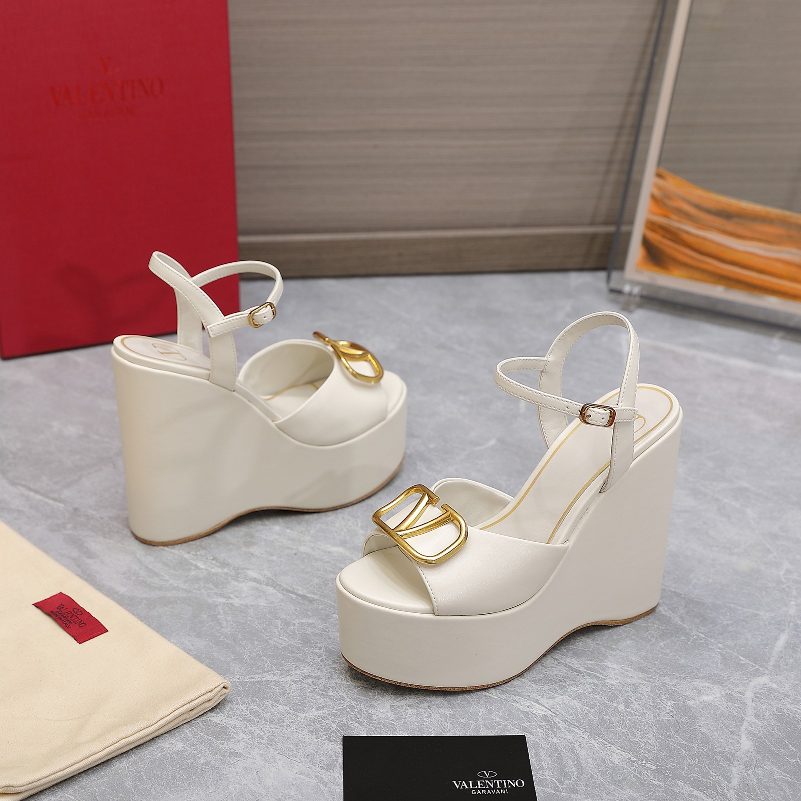 Valentino Garavani Block Heel Platform Sandals White For Women XW2S0DU9/DSH - Soul Replicas