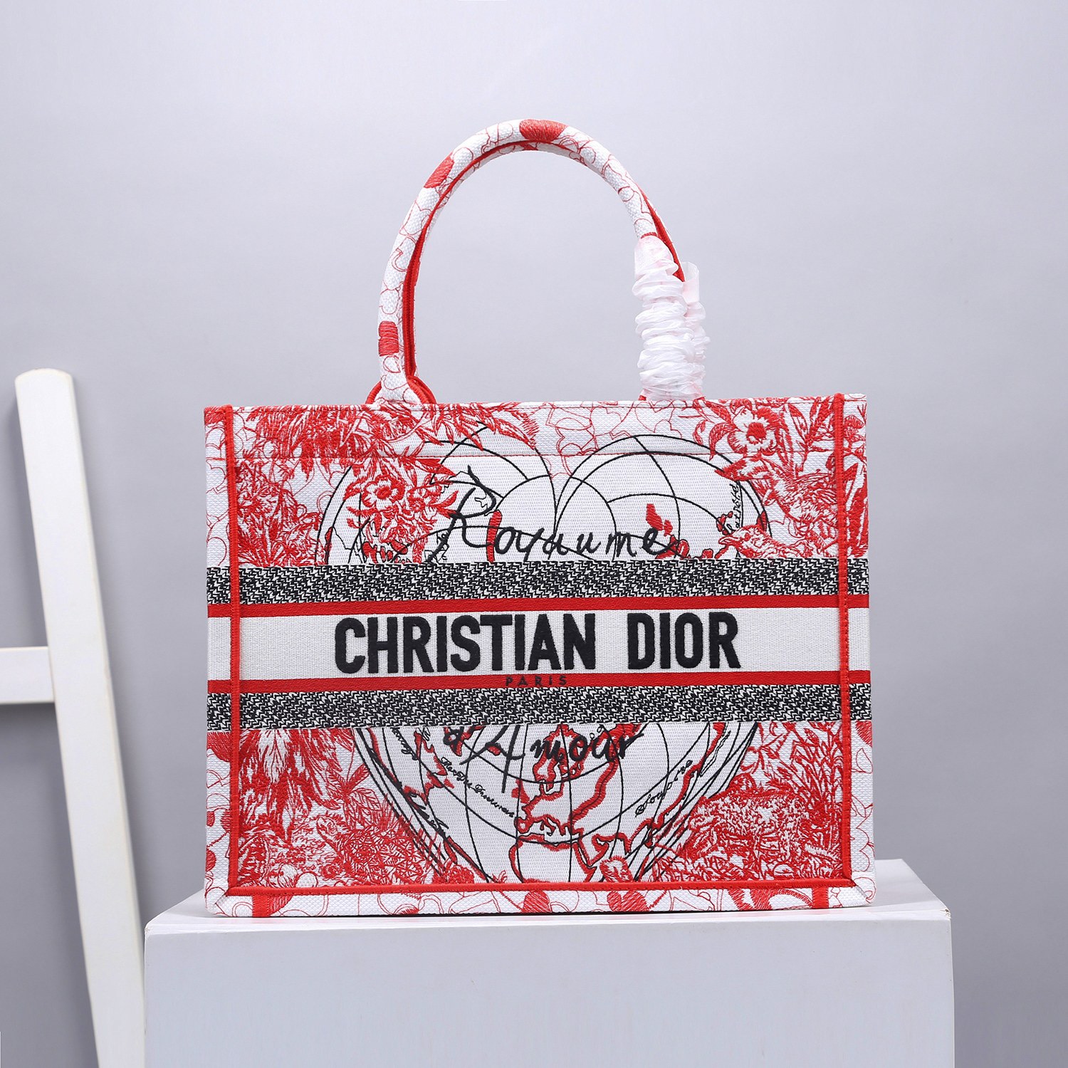 Christian Dior Medium Dior Book Tote Red Multicolor . For Women. Women's Handbags 14in/36cm CD - Soul Replicas