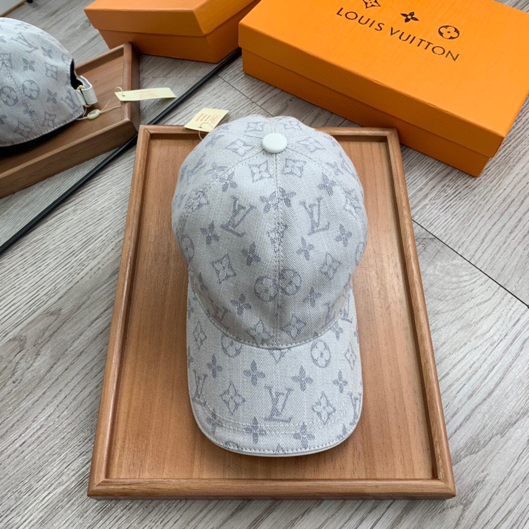 Louis Vuitton Monogram Jacquard Denim Cap Grey LV Cap - Soul Replicas