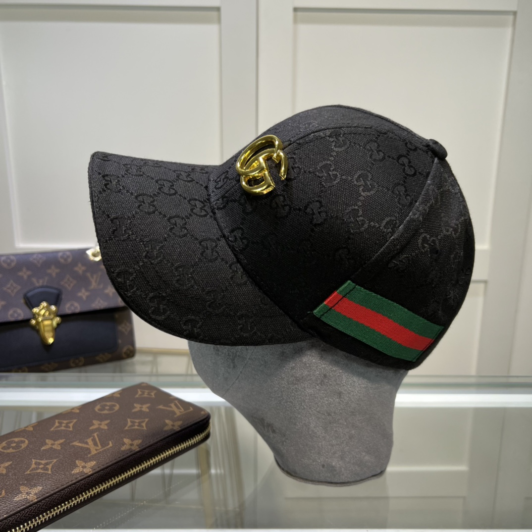 Original Gucci Canvas Baseball Hat With Web Black Gucci Hat - Soul Replicas
