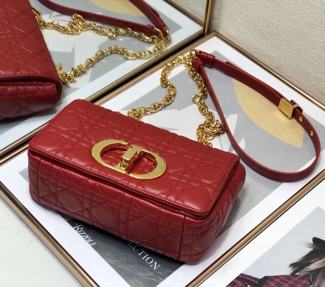 Christian Dior Small Dior Caro Bag Red For Women. Women's Handbags. Shoulder Bags. Crossbody Bags 20cm/8in CD - Soul Replicas