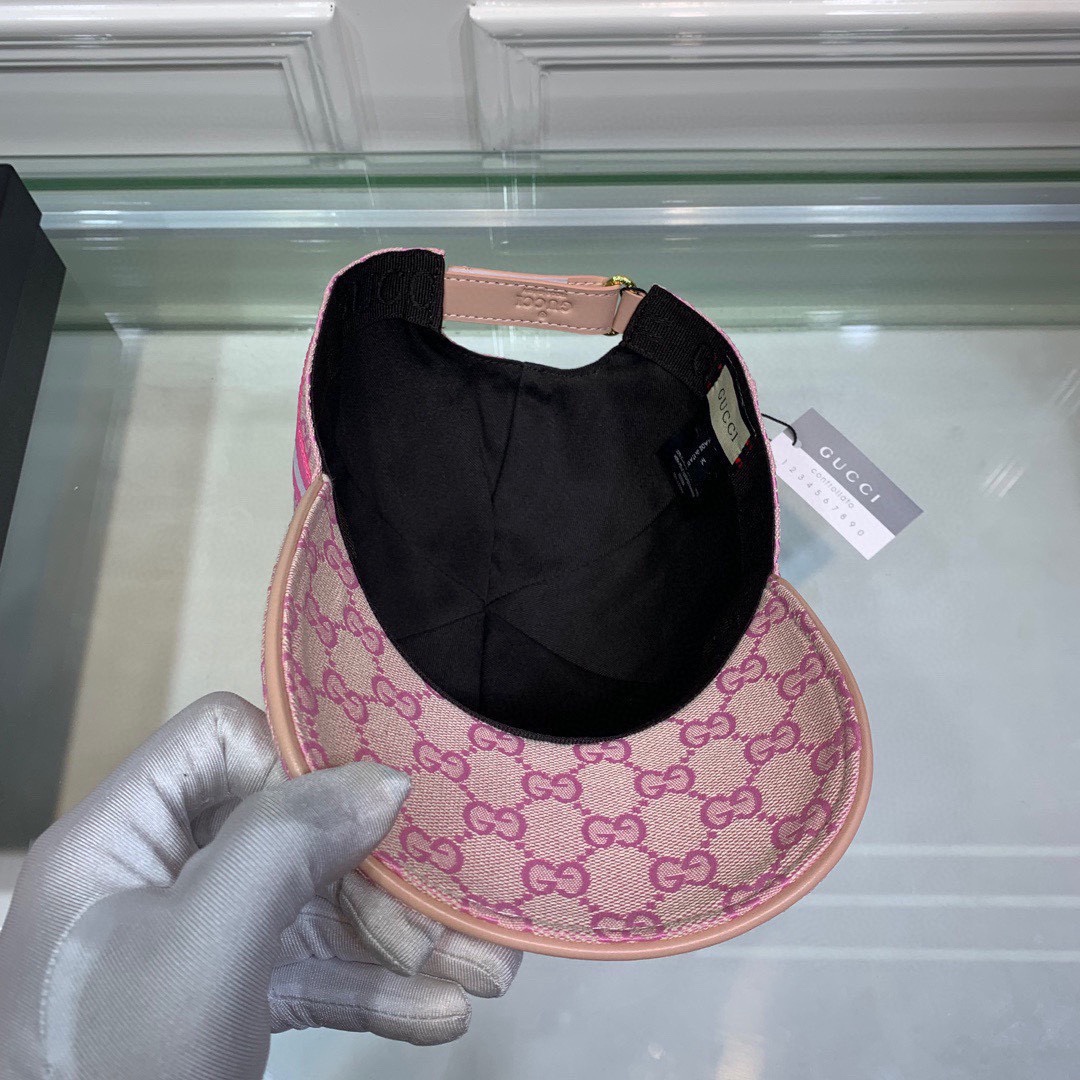 Original Gucci Canvas Baseball Hat With Web Pink Gucci Hat - Soul Replicas