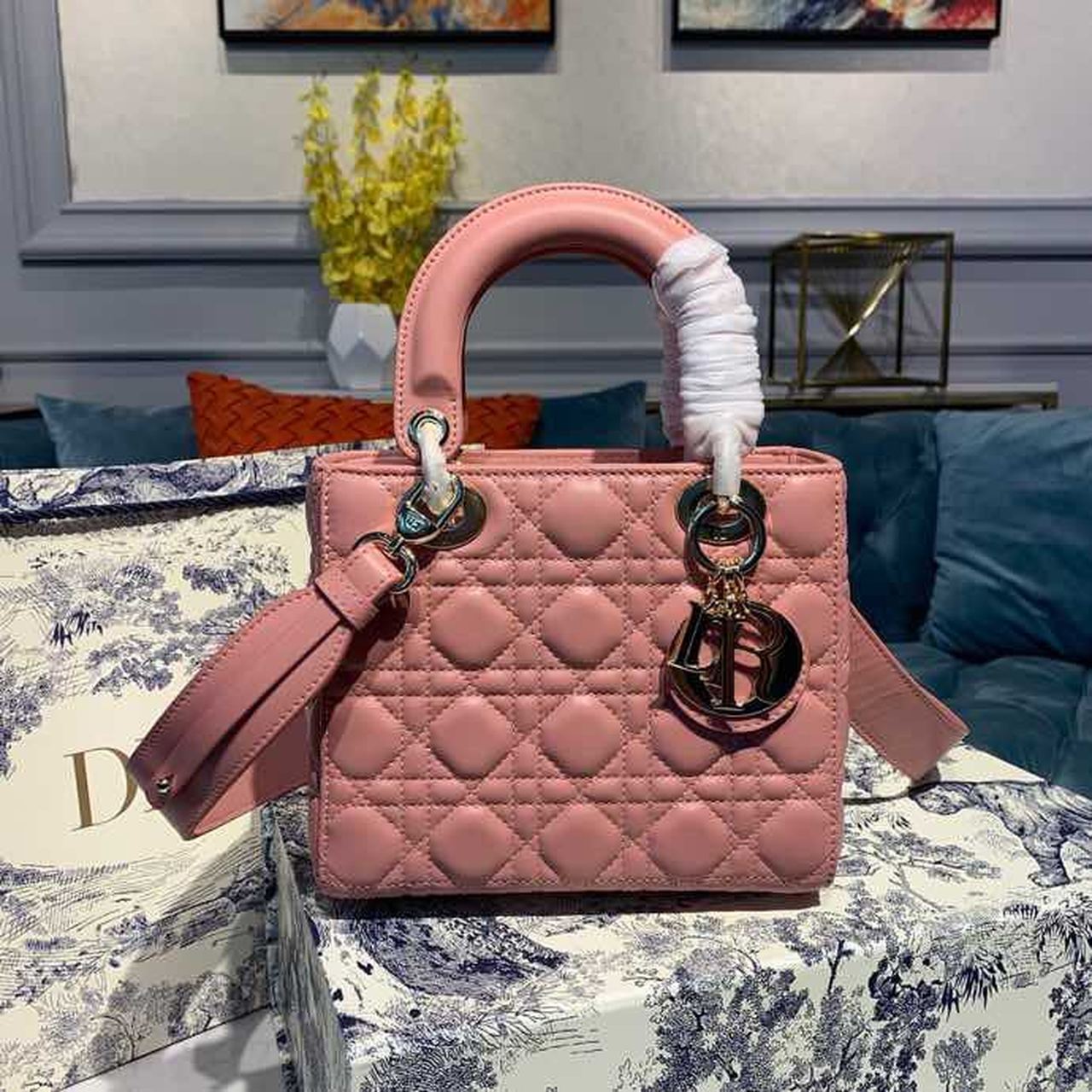 Christian Dior Small Lady Dior Bag Blush Cannage Sorbet Pink For Women 8in/20cm CD - Soul Replicas