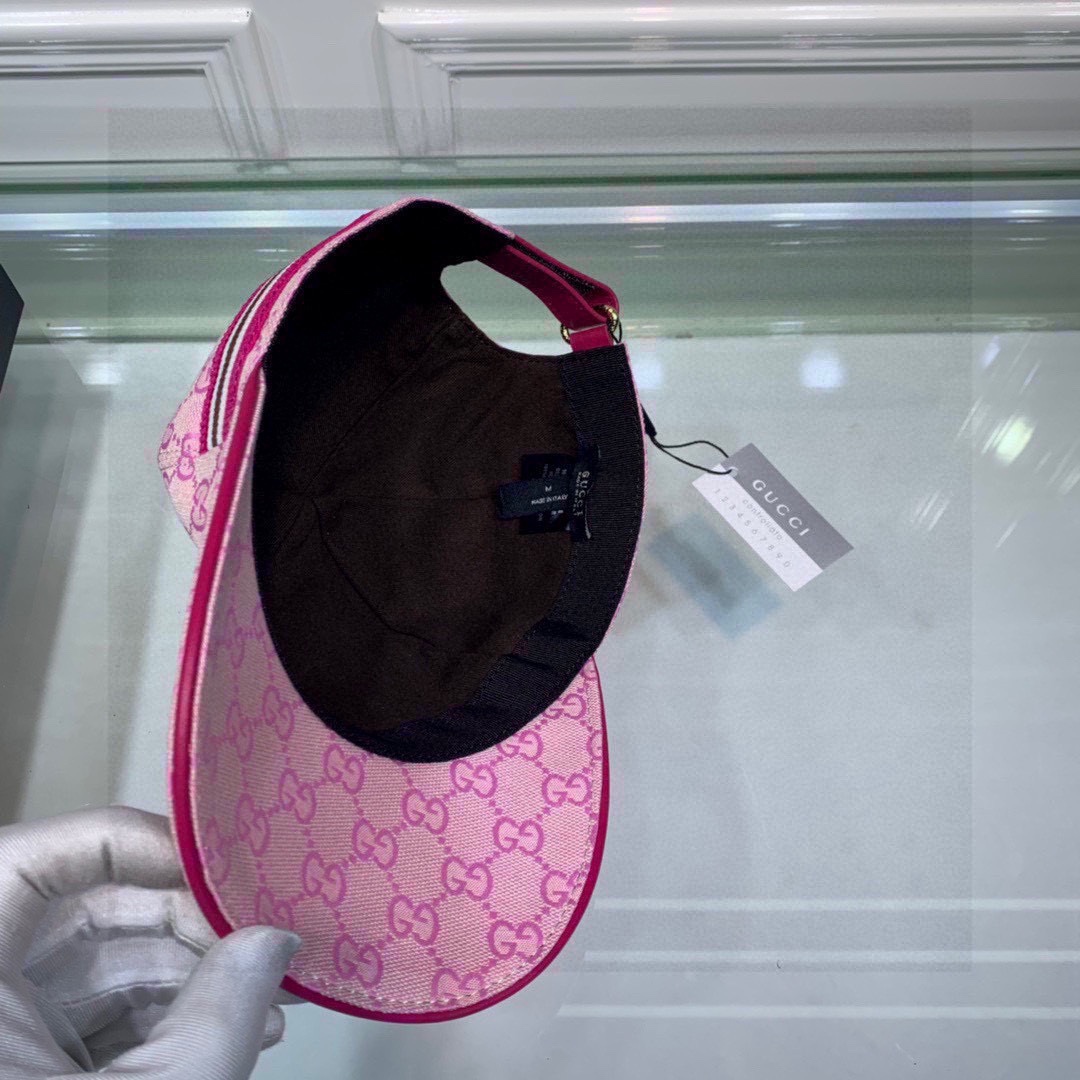 Original Gucci Canvas Baseball Hat With Web Pink Gucci Hat - Soul Replicas