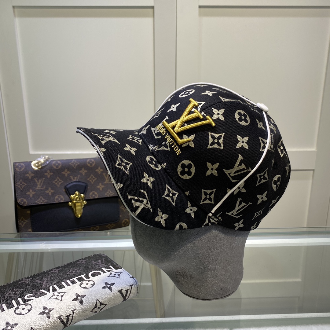 Louis Vuitton Embroidered Logo Baseball Cap Black LV Cap - Soul Replicas