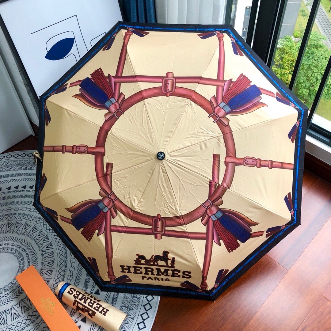 Hermes Pluie De H Folding Umbrella Beige - Soul Replicas