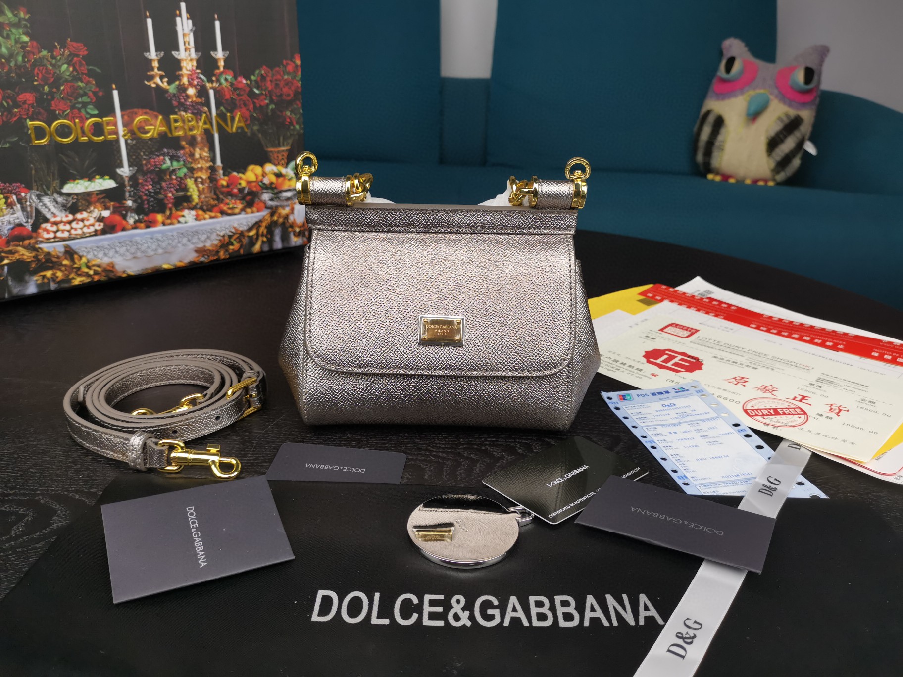 Dolce & Gabbana Small Sicily Bag In Dauphine Silver For Women 7.5in/19cm DG - Soul Replicas