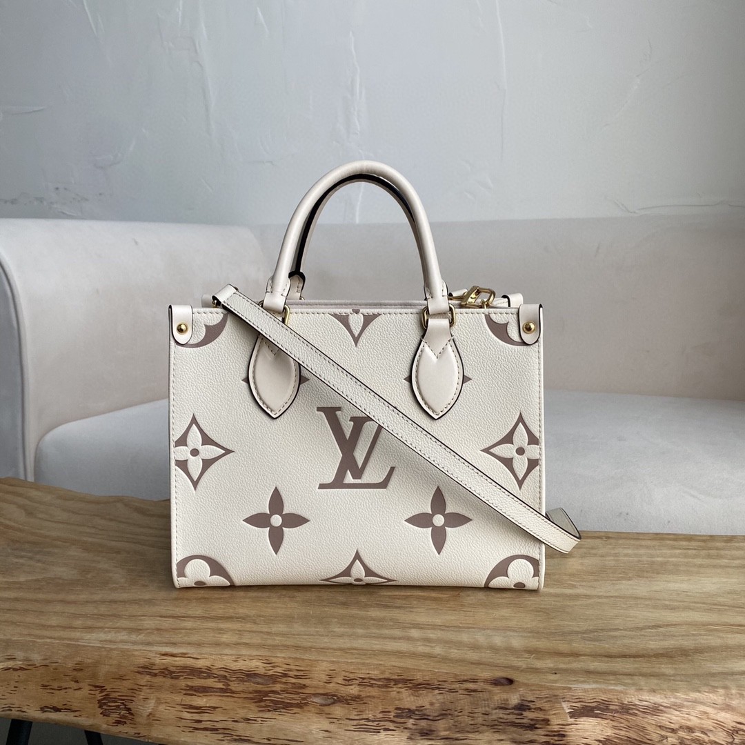 Louis Vuitton On The Go PM Bag Monogram Empreinte 9.8in/25cm Beige LV - Soul Replicas