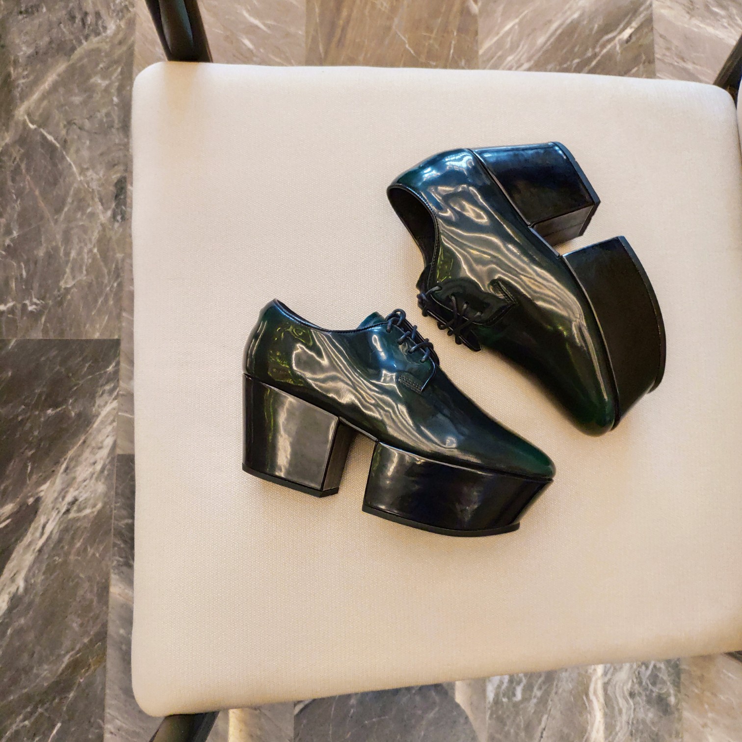 Prada Platform Lace-Ups Shoes Green For Women 2.75in/70mm Prada - Soul Replicas