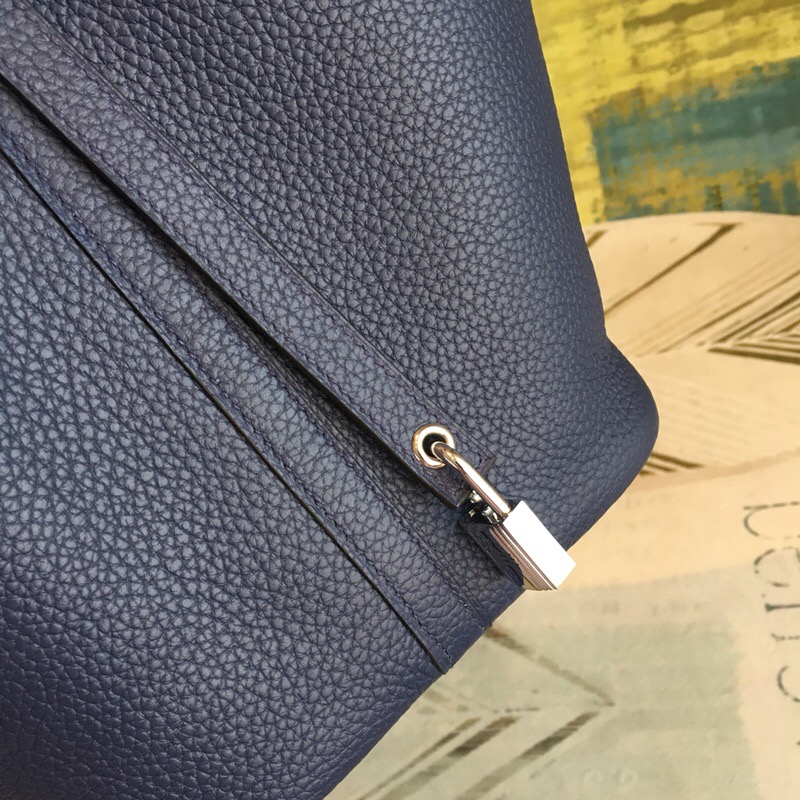 Hermes Picotin Lock 18 Dark Blue Clemence Palladium Hardware For Women 7.5in/19cm - Soul Replicas