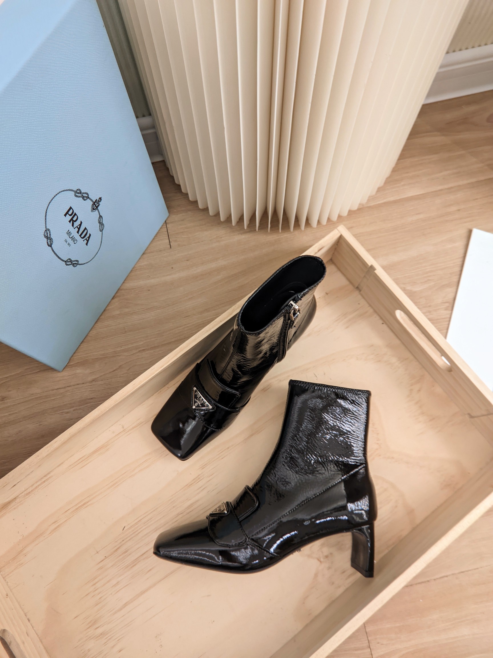 Prada Patent Ankle Boots Black For Women 2in/50mm Prada 1T293MF0553LBKF0002 - Soul Replicas