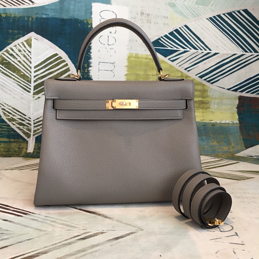 Hermes Kelly Grey Bag In Epsom With Gold Toned Hardware Bag For Women 7.5in/19cm - Soul Replicas