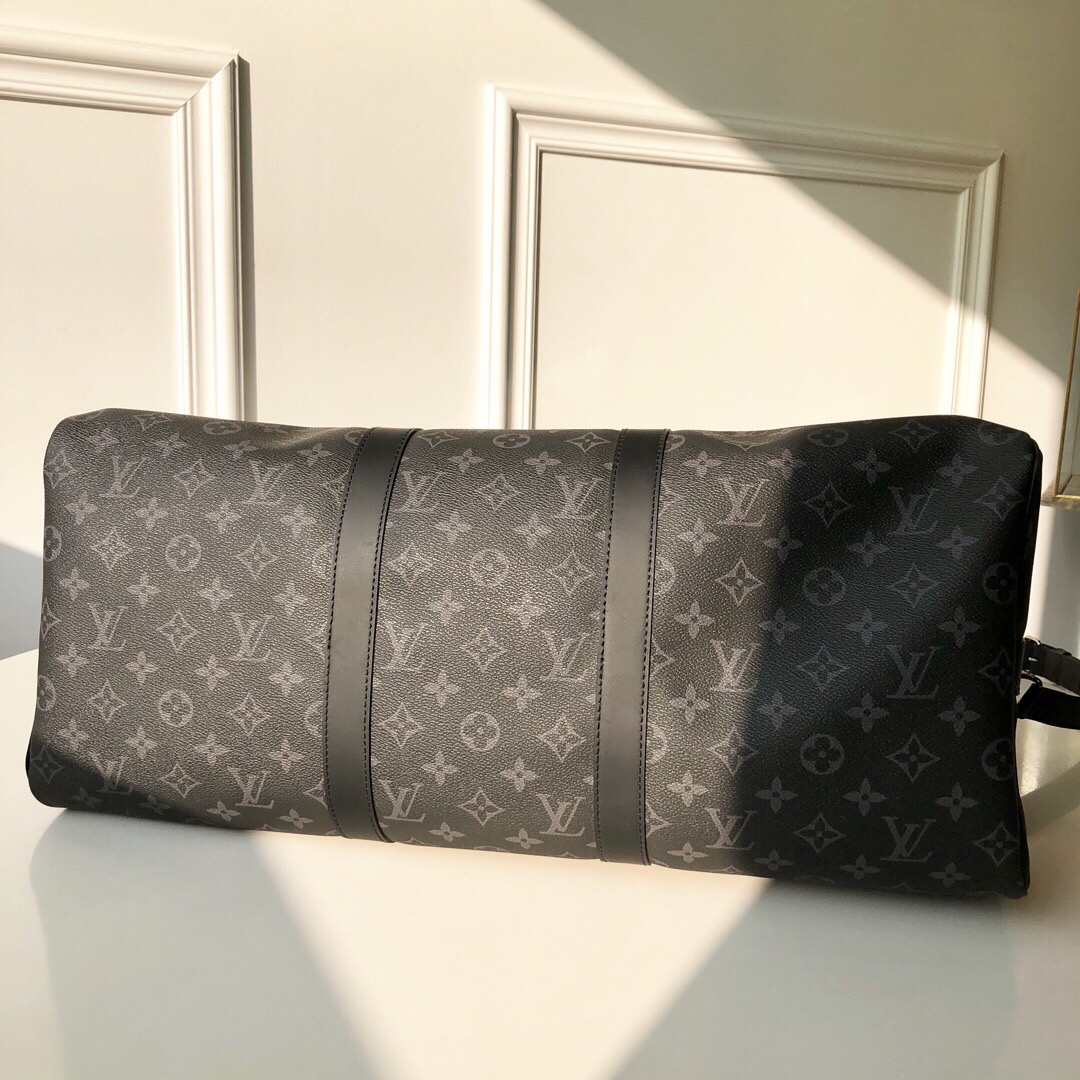 Louis Vuitton Keepall Bandouliere 55 Monogram Eclipse Canvas For Men. Men-s Bags. Travel Bags 21.7in/55cm LV M40605 - Soul Replicas