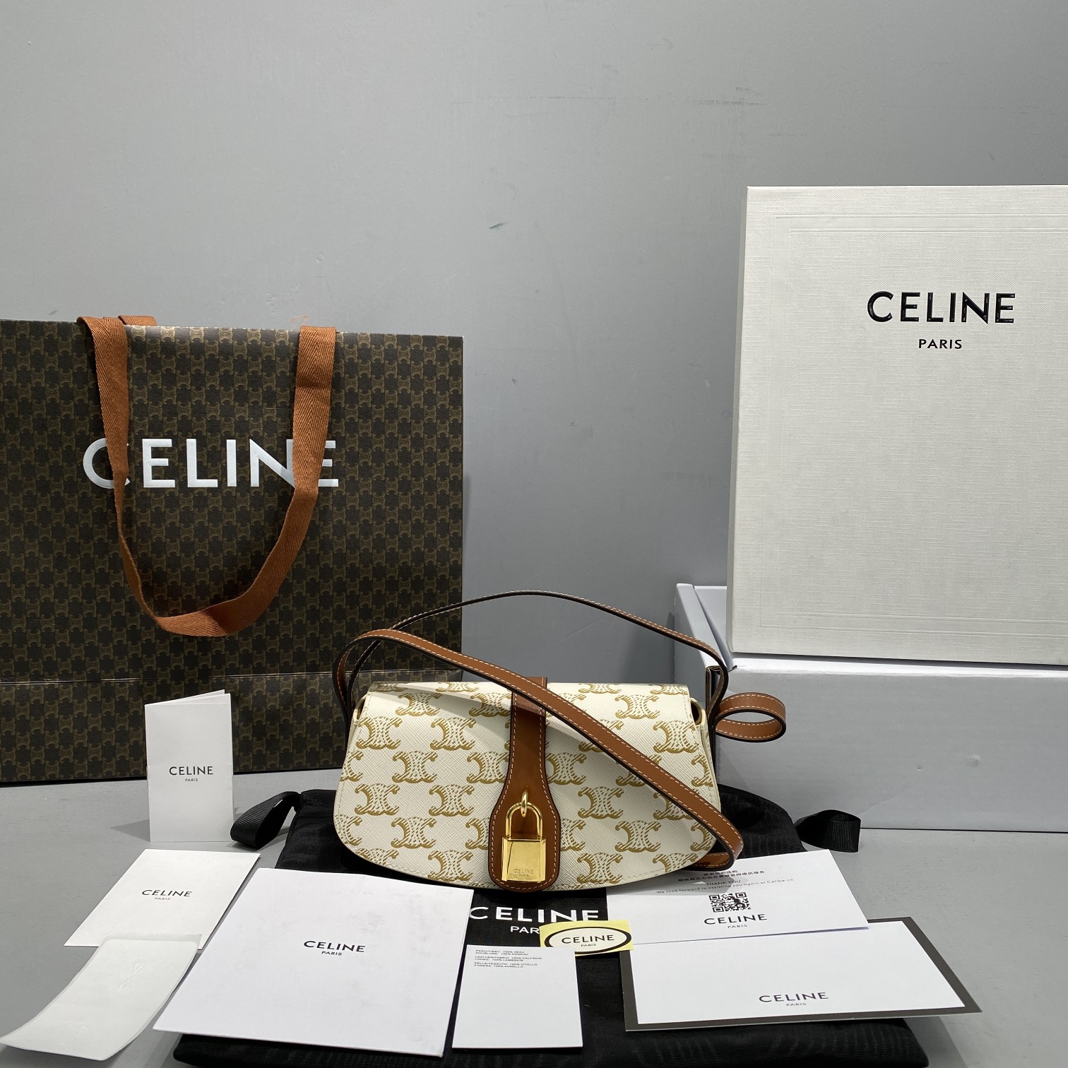 Celine Casual Style Bridal Logo White / Brown For Women 7in/18cm 10I592DQ2.01TA - Soul Replicas