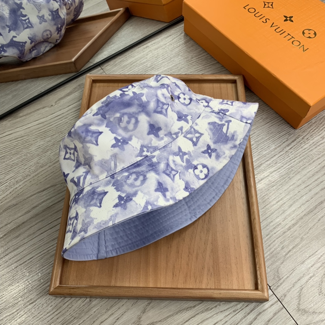 Louis Vuitton Monogram Bucket Hat Light Blue Watercolor LV Hat - Soul Replicas