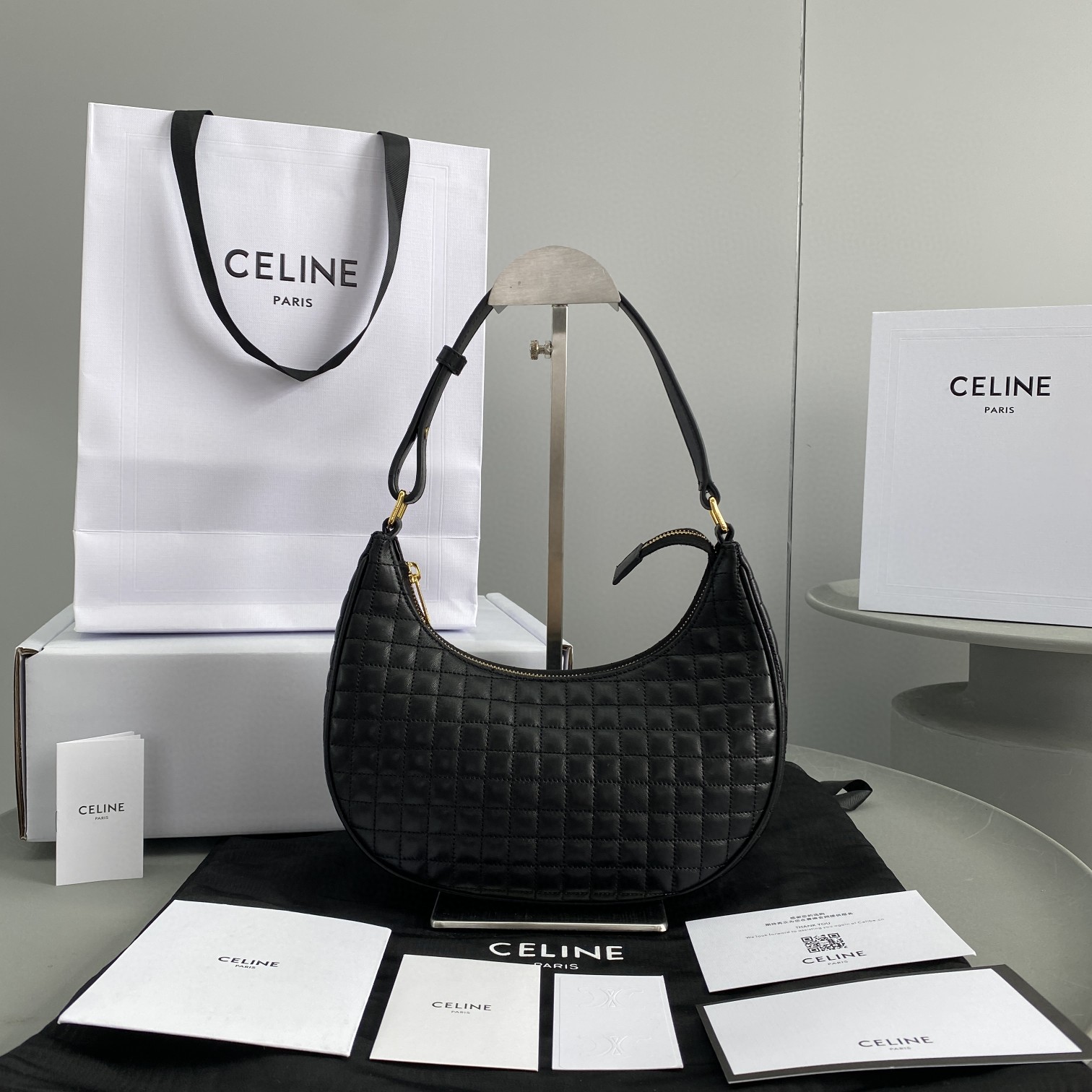 Celine Ava Bag Black For Women 9in/23.5cm - Soul Replicas