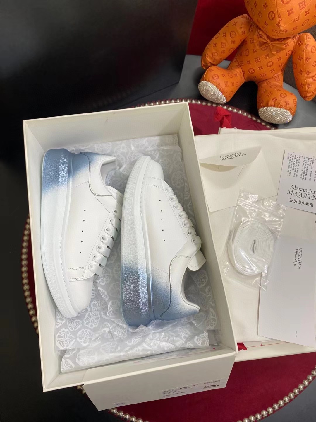 Alexander McQueen Oversized Sneaker White/Blue For Women - Soul Replicas