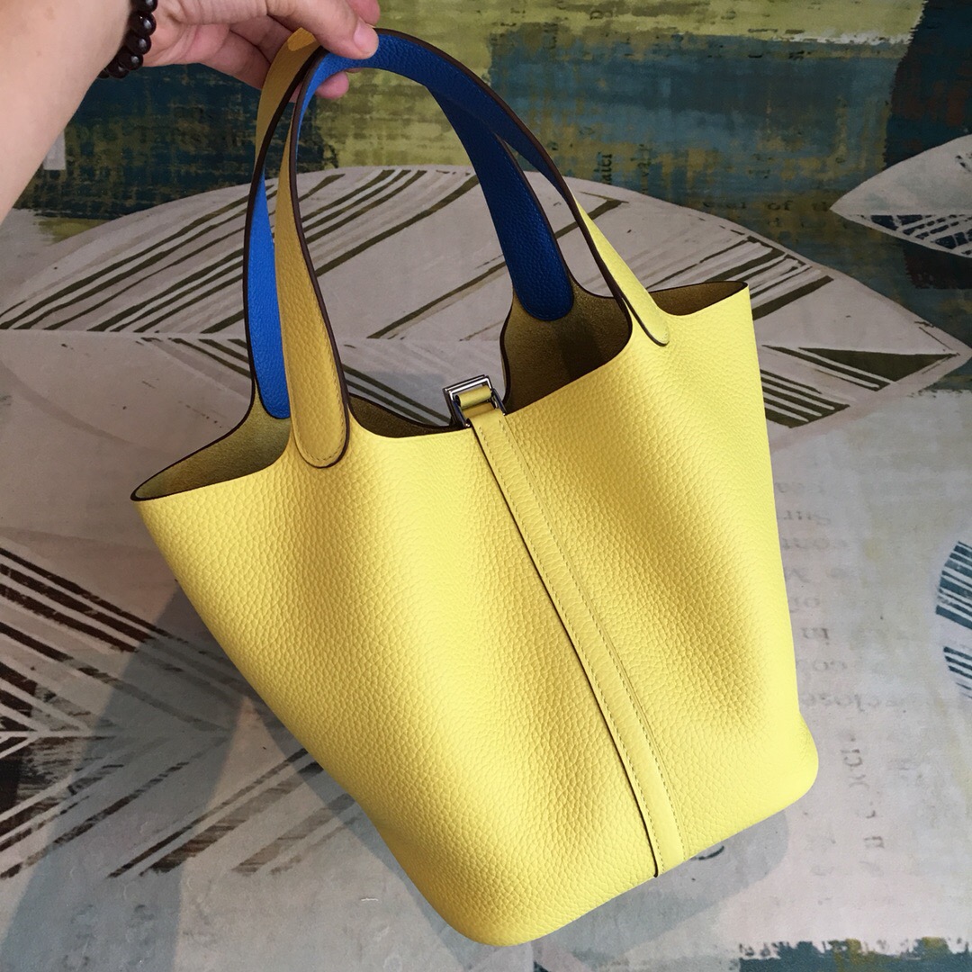 Hermes Picotin Lock 18 Light Yellow Clemence Palladium Hardware For Women 7.5in/19cm - Soul Replicas