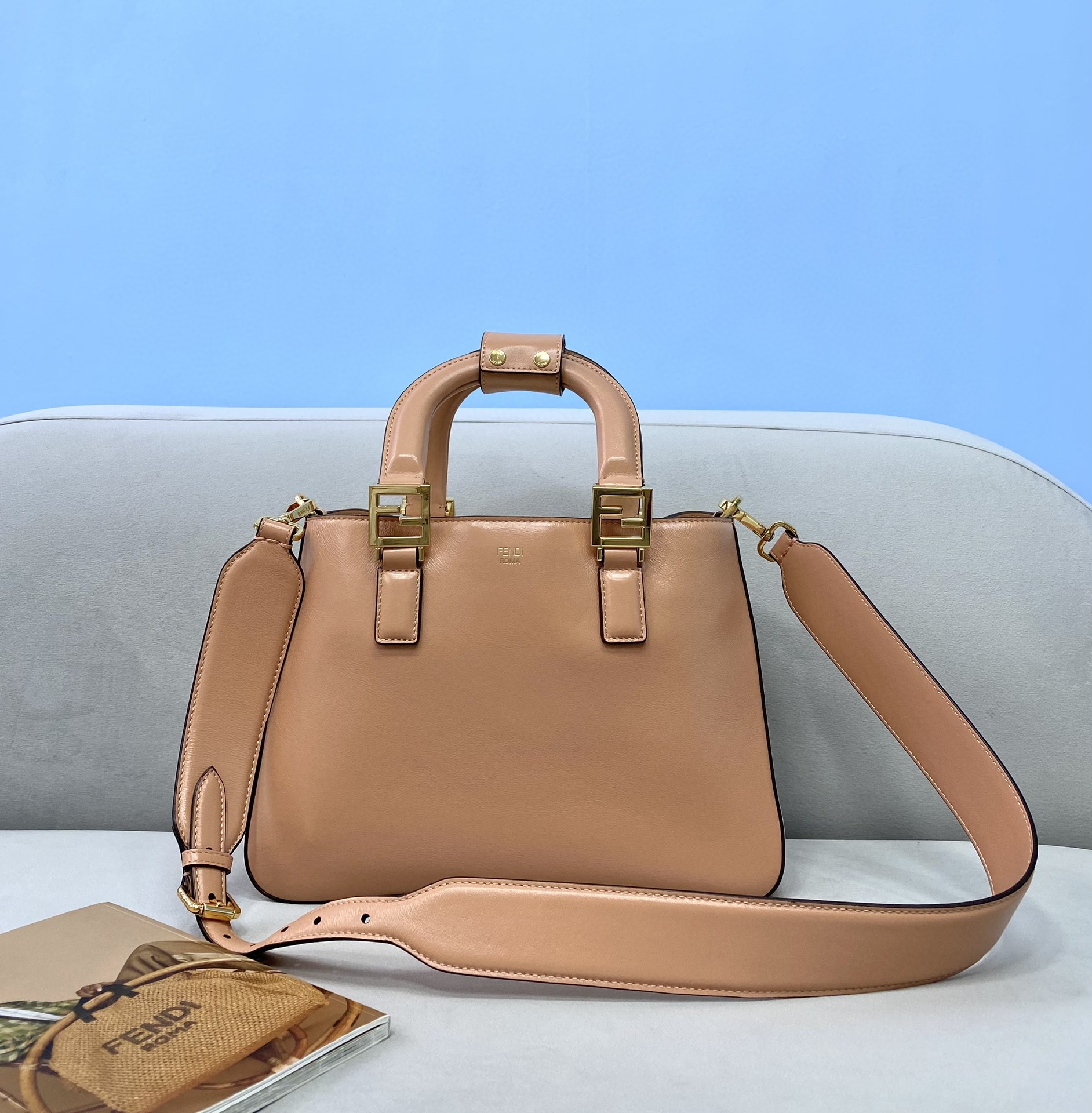 Fendi Medium FF Tote Shoulder Pink Bag For Woman 38cm/15in - Soul Replicas