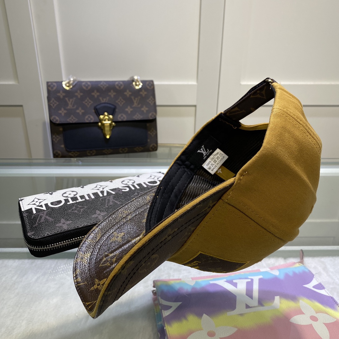 Louis Vuitton Embroidered Logo Baseball Cap Yellow/Brown LV Cap - Soul Replicas