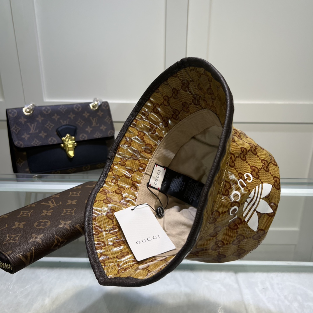 Gucci x Adidas Bucket Hat Brown Gucci Hat ‎696484 4HAP2 7164 - Soul Replicas
