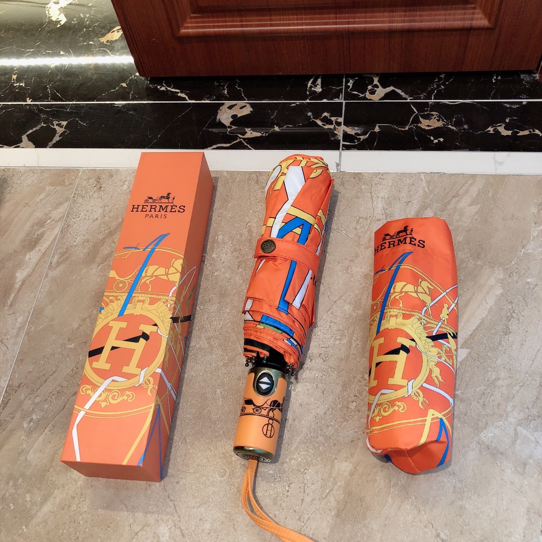 Hermes Pluie De H Folding Umbrella Orange - Soul Replicas