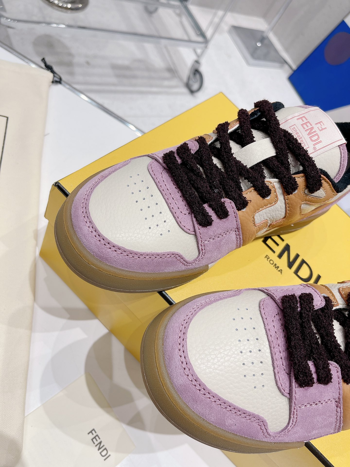 Fendi Match Pink Low Tops For Women 8E8252AI1NF1H1C - Soul Replicas