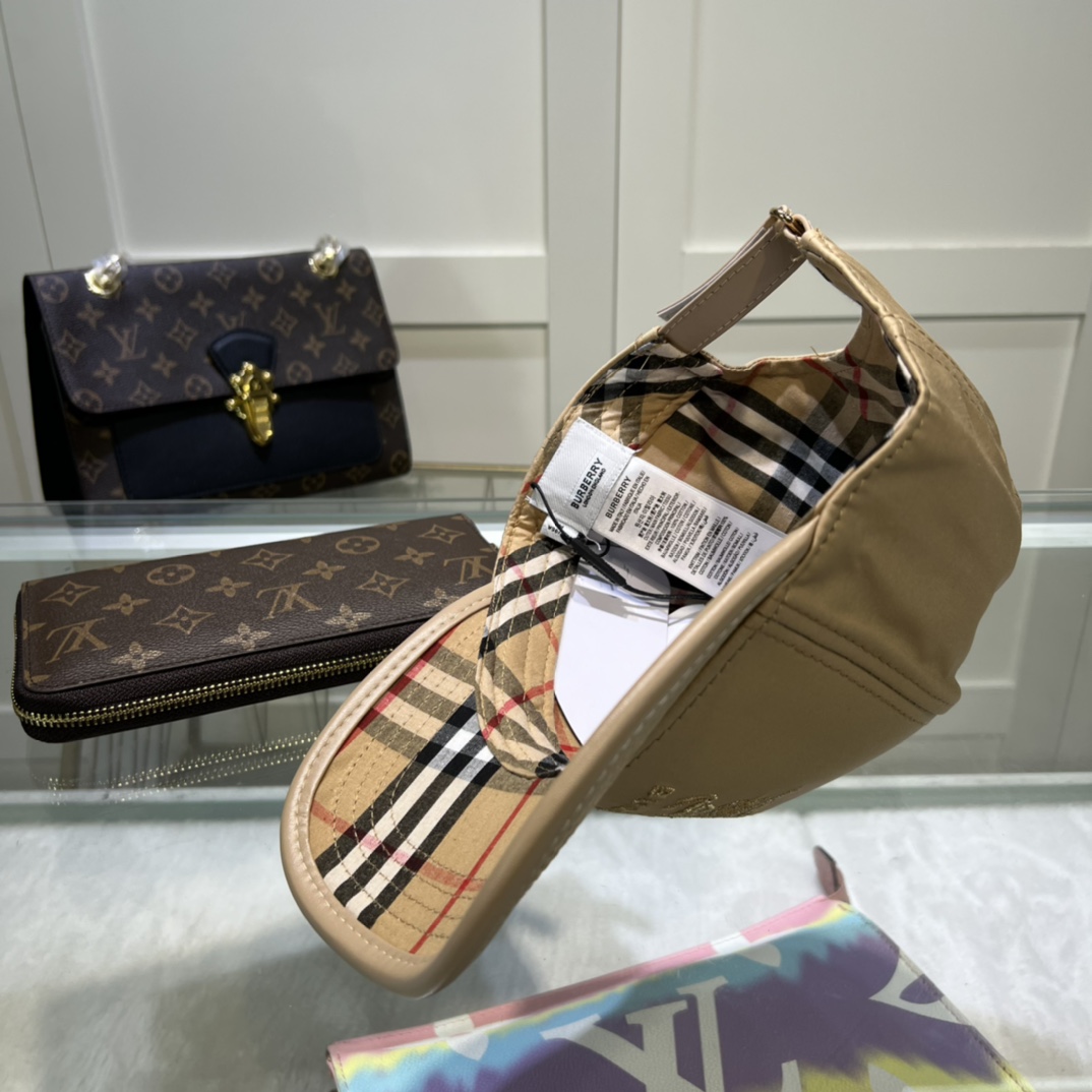 Burberry Monogram Motif Icon Stripe Cotton Baseball Cap Beige - Soul Replicas