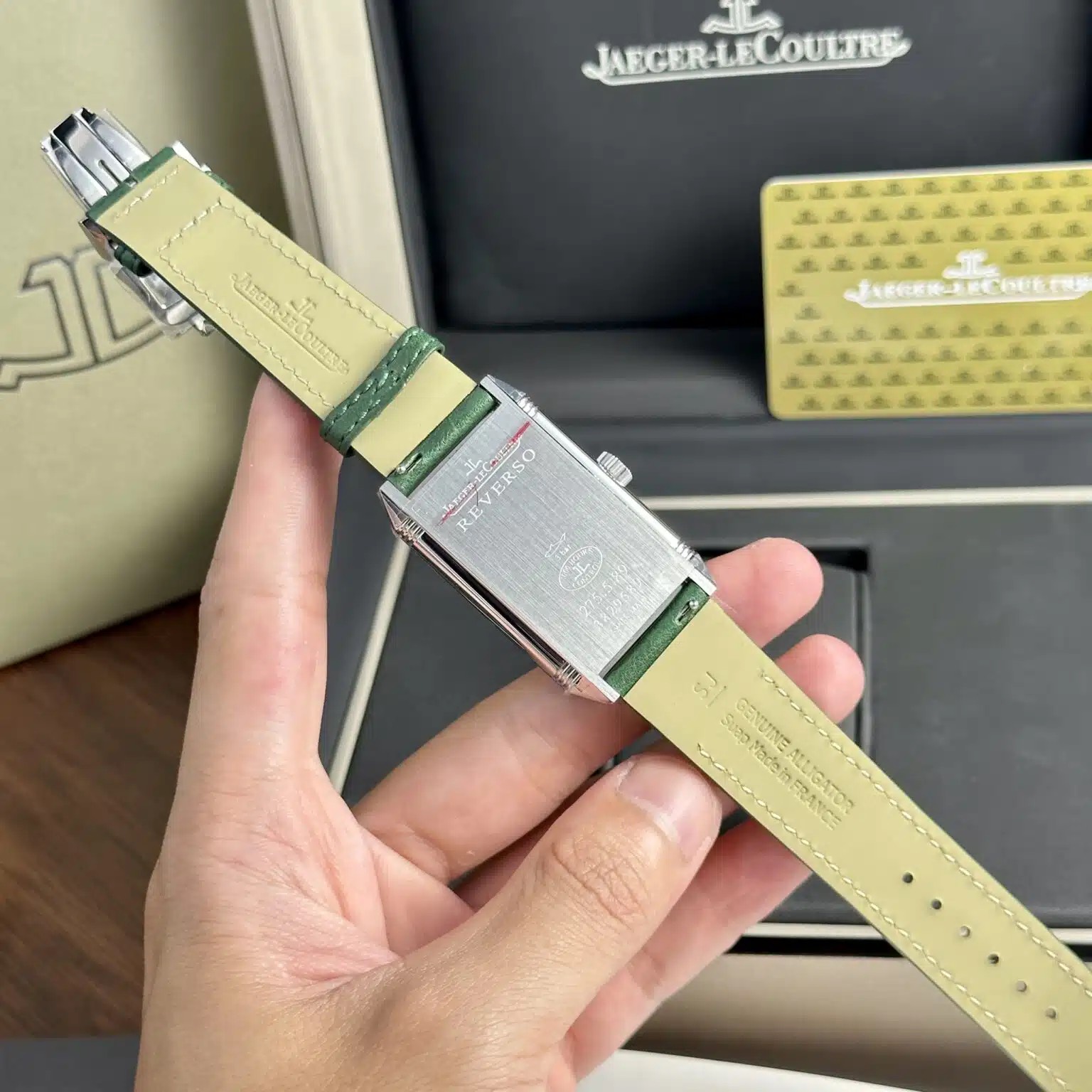 Jaeger Lecoultre Replica Watch Dial Green Leather Strap 30x40mm - Soul Replicas