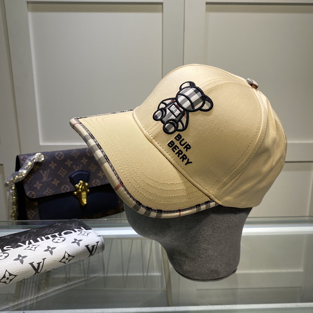 Burberry Monogram Motif Icon Stripe Cotton Baseball Cap In Beige - Soul Replicas