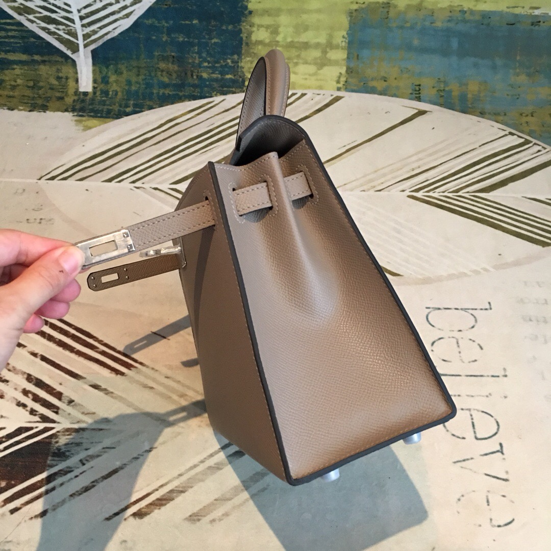 Hermes Kelly 25 Sellier Epsom Gris Asphalt Bag For Women Silver Toned Hardware. Women-s Handbags. Shoulder Bags 10in/25cm - Soul Replicas