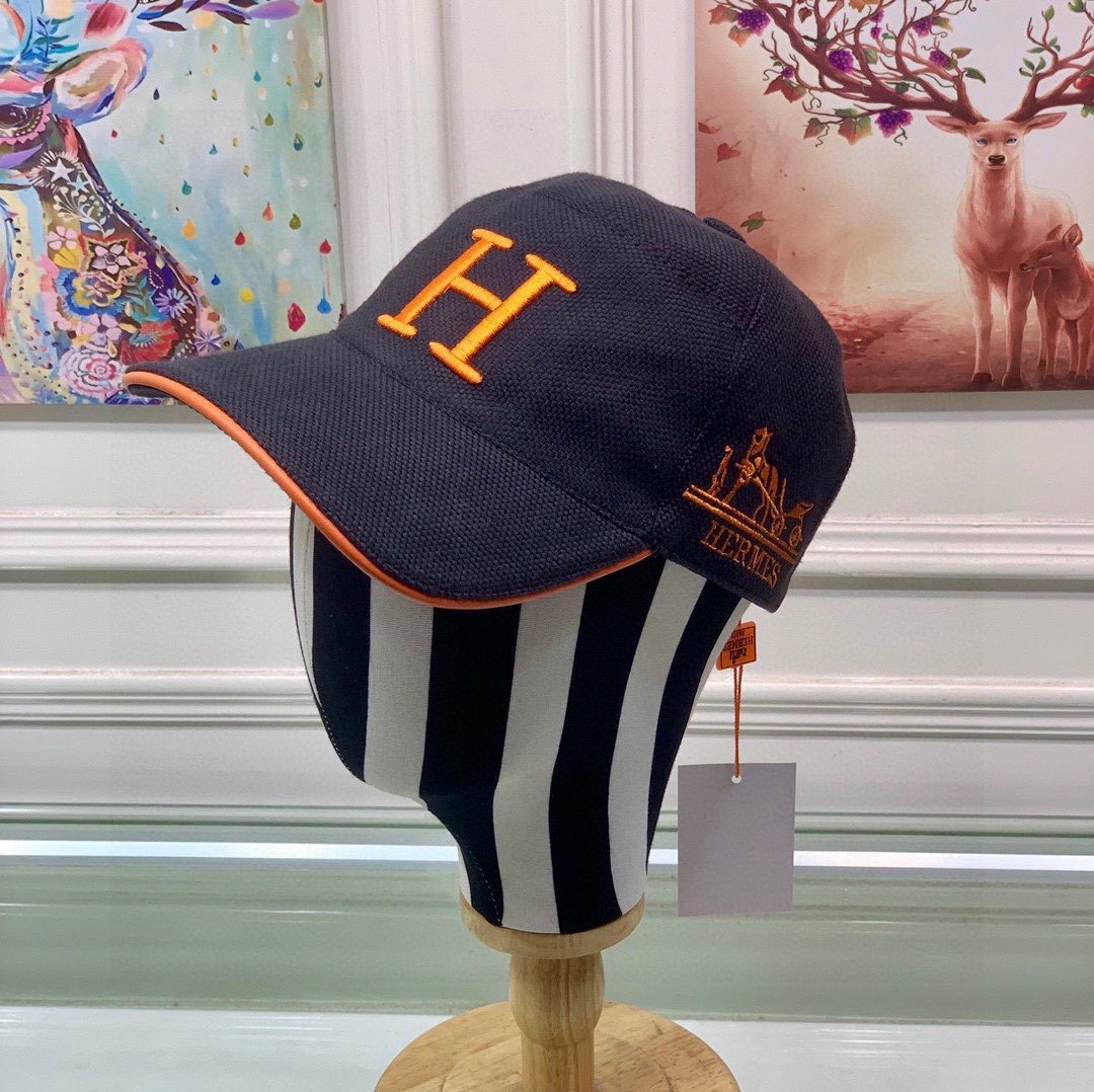 Hermes Davis H Primavera Cap Black Hermes Cap - Soul Replicas