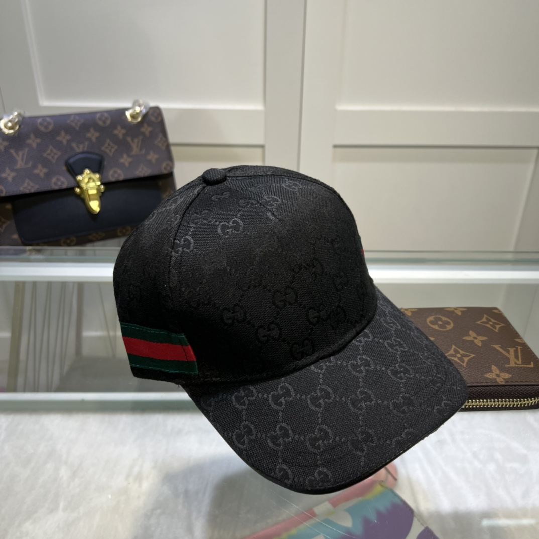 Original Gucci Canvas Baseball Hat With Web Black Gucci Hat - Soul Replicas