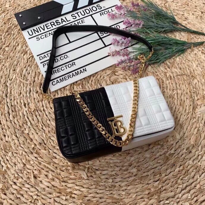 Burberry Horseferry Print Quilted Small Lola Bag Monogram Black And White For Women. Women-s Bags 9in/23cm - Soul Replicas