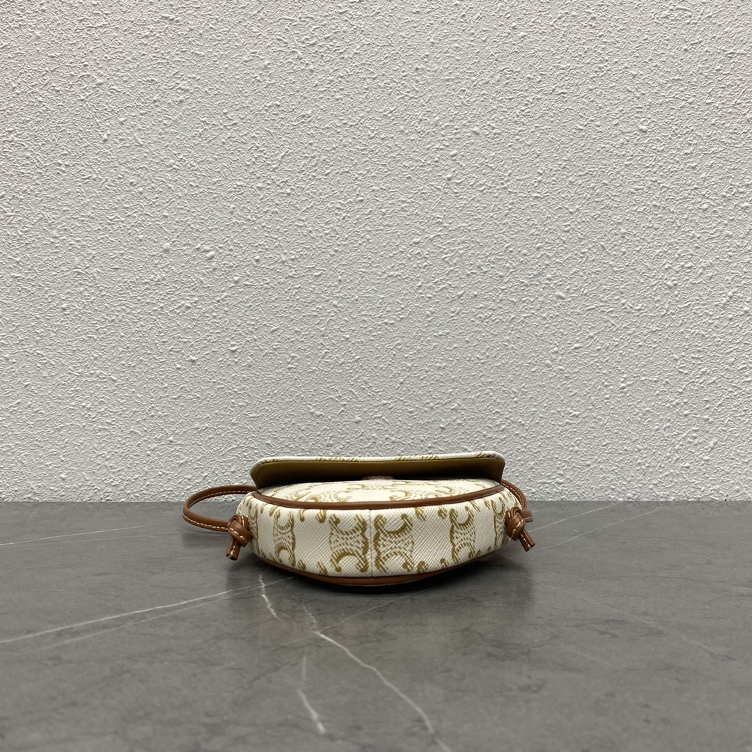 Celine Mini Triangle In Triomphe Canvas With Celine Print White For Women 8in/21cm  - Soul Replicas